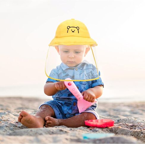 Kisangel Ski Sun Hat Sun Hat Visor with Clear Cover Anti Spitting Bucket Hat Outdoor Wide for Boys Girls Yellow Visor in Kuwait