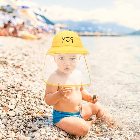 Kisangel Ski Sun Hat Sun Hat Visor with Clear Cover Anti Spitting Bucket Hat Outdoor Wide for Boys Girls Yellow Visor in Kuwait