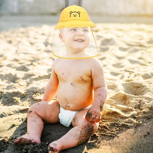 Kisangel Ski Sun Hat Sun Hat Visor with Clear Cover Anti Spitting Bucket Hat Outdoor Wide for Boys Girls Yellow Visor in Kuwait