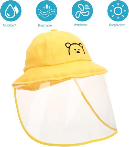 Kisangel Ski Sun Hat Sun Hat Visor with Clear Cover Anti Spitting Bucket Hat Outdoor Wide for Boys Girls Yellow Visor in Kuwait