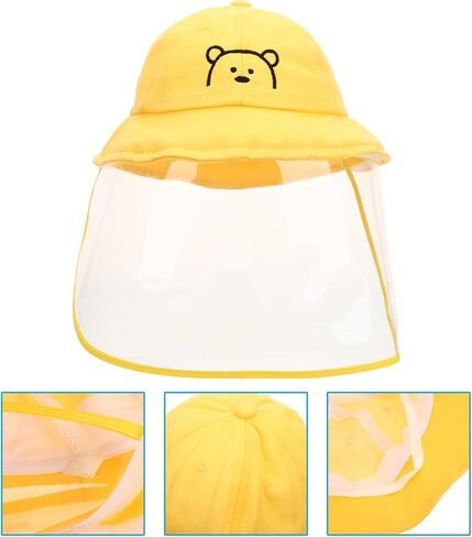 Kisangel Ski Sun Hat Sun Hat Visor with Clear Cover Anti Spitting Bucket Hat Outdoor Wide for Boys Girls Yellow Visor in Kuwait
