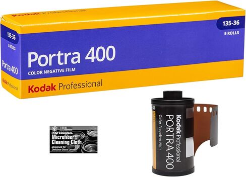 Kodak Professional Portra 400 Color Negative Film (35mm Roll Film, 36 Exposures) - 5 Pack with Cleaning Cloth in Kuwait