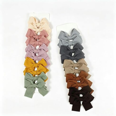 20PCS Baby Girl Dog Gift Wrap Hair Bow Clips Barrettes Multicolor Textured Bow Barrettes for Girls, Daily Wear Hair Accessories Alligator Clip for Little Girls Toddler Kids Teens in Kuwait