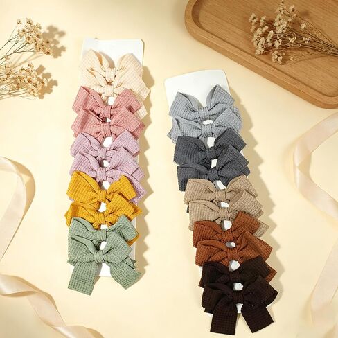20PCS Baby Girl Dog Gift Wrap Hair Bow Clips Barrettes Multicolor Textured Bow Barrettes for Girls, Daily Wear Hair Accessories Alligator Clip for Little Girls Toddler Kids Teens in Kuwait