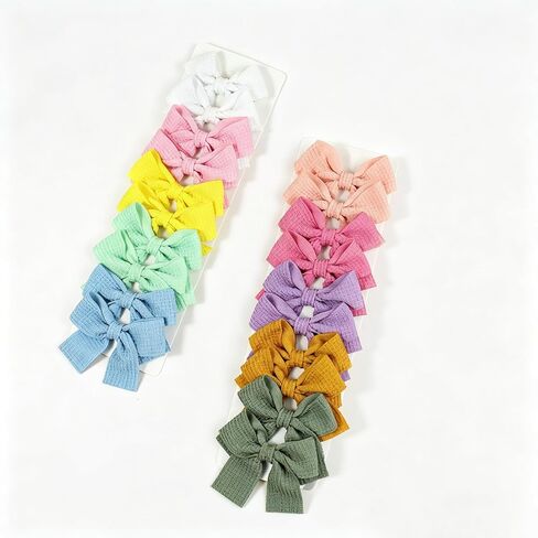20PCS Baby Girl Dog Gift Wrap Hair Bow Clips Barrettes Colorful Waffle Textured Bow Hair Clips for Girls, Cute Butterfly Accessories Alligator Clip for Little Girls Toddler Kids Teens in Kuwait