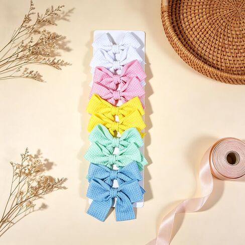 20PCS Baby Girl Dog Gift Wrap Hair Bow Clips Barrettes Colorful Waffle Textured Bow Hair Clips for Girls, Cute Butterfly Accessories Alligator Clip for Little Girls Toddler Kids Teens in Kuwait