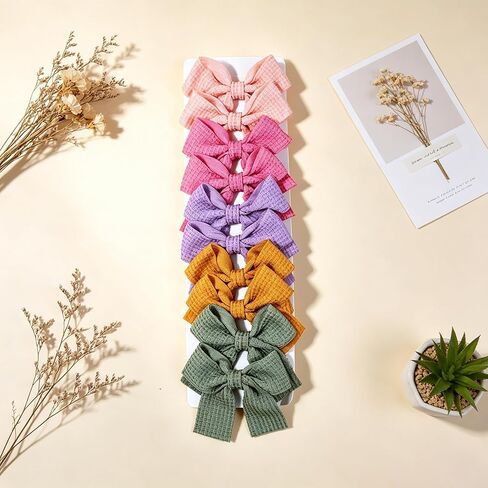 20PCS Baby Girl Dog Gift Wrap Hair Bow Clips Barrettes Colorful Waffle Textured Bow Hair Clips for Girls, Cute Butterfly Accessories Alligator Clip for Little Girls Toddler Kids Teens in Kuwait