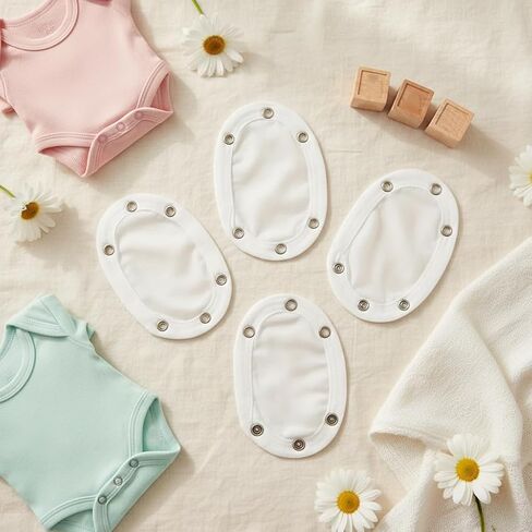 5-Piece White Bodysuit Extender, Jumpsuit Diaper Romper Extension Snap Buttons for Infant Triangle Crotch Clothing in Kuwait