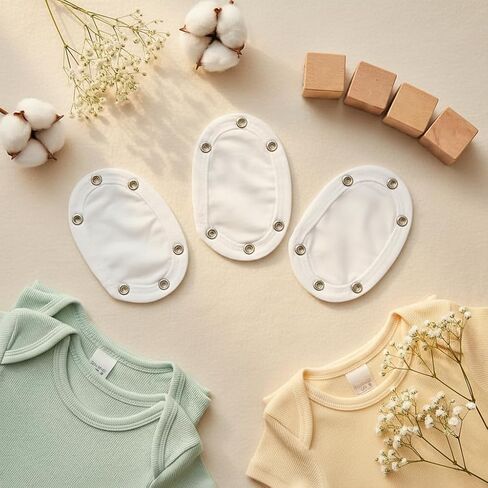 5-Piece White Bodysuit Extender, Jumpsuit Diaper Romper Extension Snap Buttons for Infant Triangle Crotch Clothing in Kuwait