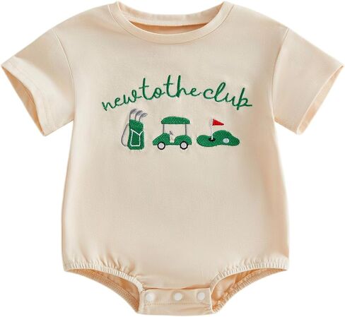 Baby Boy Romper Summer Short Sleeve Bear Letters Embroidery Waffle Knit Jumpsuit Newborn Baby Boy Clothes in Saudi Arabia