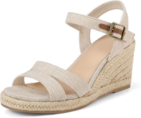 mysoft Women's Espadrilles Open Toe Wedge Sandals Ankle Strap Summer Dressy Shoes in Saudi Arabia