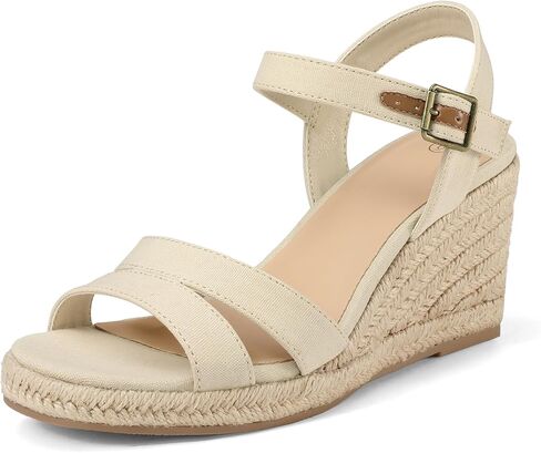 mysoft Women's Espadrilles Open Toe Wedge Sandals Ankle Strap Summer Dressy Shoes in Saudi Arabia