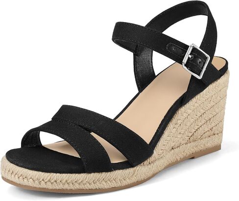 mysoft Women's Espadrilles Open Toe Wedge Sandals Ankle Strap Summer Dressy Shoes in Saudi Arabia