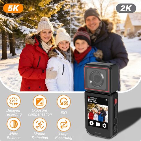 5K Action Camera with 180° Rotation 6-Axis EIS Touch Screen Body Cam | WiFi App Preview & Transfer, Remote Control, 25P Photos, 64GB Card, 135° Wide-Angle, for Cycling Running Motorcycle Hiking in Saudi Arabia