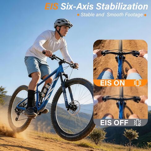5K Action Camera with 180° Rotation 6-Axis EIS Touch Screen Body Cam | WiFi App Preview & Transfer, Remote Control, 25P Photos, 64GB Card, 135° Wide-Angle, for Cycling Running Motorcycle Hiking in Saudi Arabia