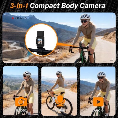 5K Action Camera with 180° Rotation 6-Axis EIS Touch Screen Body Cam | WiFi App Preview & Transfer, Remote Control, 25P Photos, 64GB Card, 135° Wide-Angle, for Cycling Running Motorcycle Hiking in Saudi Arabia