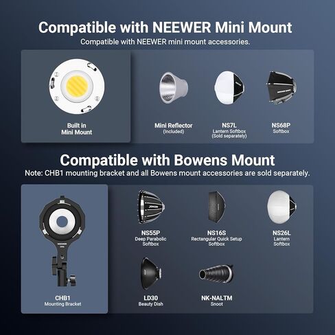 مصباح LED مدمج ثنائي اللون للجيب بقدرة 60 وات من NEEWER مع التحكم في التطبيق واللوحة، وإضاءة إخراج مستمرة COB مع 2700K-6500K/CRI96+، محمول لتسجيل فيديو التصوير الفوتوغرافي في الاستوديو الاحترافي، FS60B in Kuwait