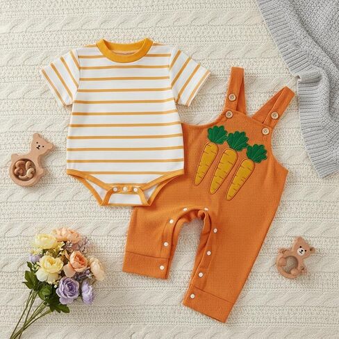 Baby Boy Easter Outfit Set Embroidery Short Sleeve Romper and Overall Pants Set Cute Baby Boy Fall Spring Outfits in Saudi Arabia