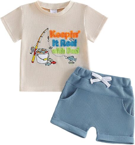 Douhoow Toddler Girl Mothers Day Clothes Mamas Girl Short Sleeve T-shirt Tops Shorts Fathers Day Girl Outfits in Kuwait