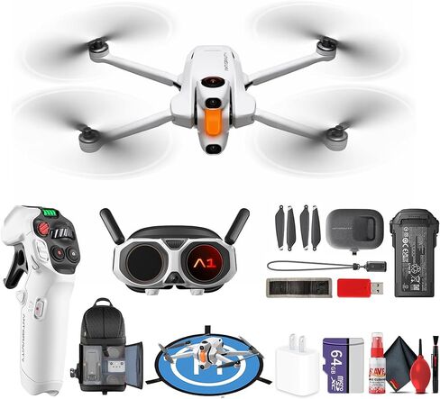 Antigravity A1 Infinity Bundle 8K 360 Drone | Vision Goggles + Grip Motion Controller, 3 High-Capacity Batteries, Obstacle Avoidance (DE001-03) + 64GB Card + Landing Pad + More (29pc Bundle) in Saudi Arabia