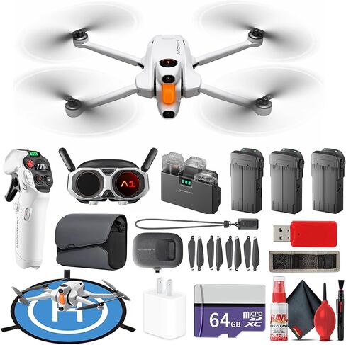 Antigravity A1 Infinity Bundle 8K 360 Drone | Vision Goggles + Grip Motion Controller, 3 High-Capacity Batteries, Obstacle Avoidance (DE001-03) + 64GB Card + Landing Pad + More (29pc Bundle) in Saudi Arabia
