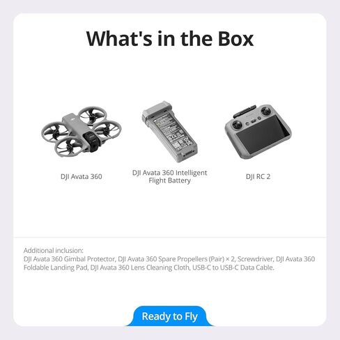 DJI Avata 360 (RC 2)، طائرة بدون طيار بزاوية 360 درجة مع تصوير 1 بوصة بدقة 8K 360 درجة لتصوير FPV والتصوير الجوي، طائرة بدون طيار بكاميرا 360 درجة مع واقي المروحة. تتضمن RC 2 مع شاشة مدمجة للتحكم الدقيق، وخطة رعاية NYC لمدة عام والمزيد in Kuwait
