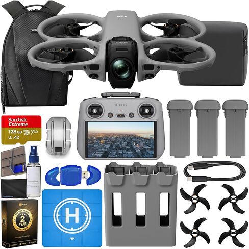 DJI Avata 360 Fly More Combo with RC 2 (With Screen) 360° Drone With 1-Inch 8K 360° Imaging for FPV & Aerial Filming, Three Batteries Bundle with 128GB Memory Card, CPS 2 Year Warranty + Pilot Kit in Kuwait