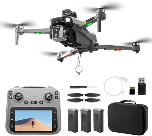 طائرة بدون طيار K19 GPS مع كاميرا 4K للبالغين، طائرة بدون طيار RC مع شاشة HD 4.5 بوصة على وحدة التحكم، رحلة 60 دقيقة، نقل طويل المدى، اتبعني، إرجاع تلقائي، محرك بدون فرش، تجنب العوائق، طائرة كوادكوبتر خفيفة الوزن وقابلة للطي لعبة هدايا للمبتدئين in Kuwait