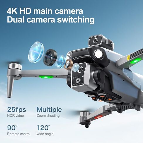 طائرة بدون طيار K19 GPS مع كاميرا 4K للبالغين، طائرة بدون طيار RC مع شاشة HD 4.5 بوصة على وحدة التحكم، رحلة 60 دقيقة، نقل طويل المدى، اتبعني، إرجاع تلقائي، محرك بدون فرش، تجنب العوائق، طائرة كوادكوبتر خفيفة الوزن وقابلة للطي لعبة هدايا للمبتدئين in Kuwait