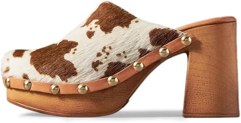 Agodor Fashion Studded Platform Wooden Clogs Mules–Chunky Heel Slip‑On Clogs Studs Round Toe Heeled Sandals, Comfortable Summer Slides in Saudi Arabia