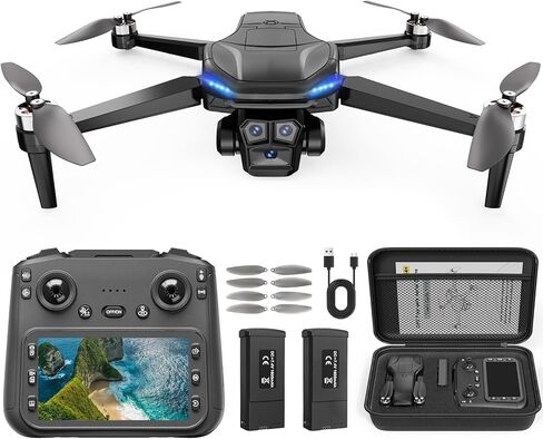 طائرة بدون طيار بنظام تحديد المواقع العالمي (GPS) مع كاميرا للبالغين - طائرة بدون طيار بدقة 4K مع وحدة تحكم بشاشة FPV مقاس 4.5 بوصة، طيران لمدة 60 دقيقة، محرك بدون فرشاة قابل للطي، إرجاع تلقائي، اتبعني، 3 أوضاع للسرعة للمبتدئين - هدية أقل من 249 جرامًا in Kuwait