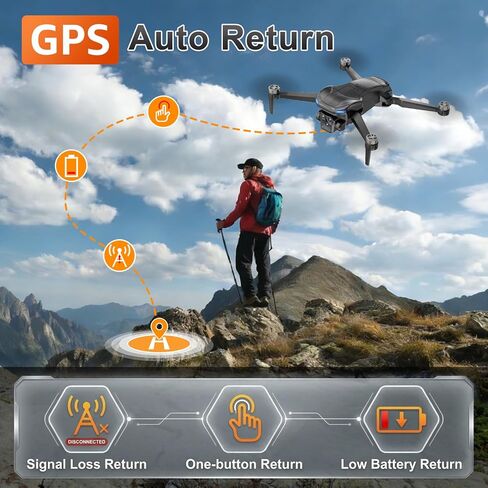 طائرة بدون طيار بنظام تحديد المواقع العالمي (GPS) مع كاميرا للبالغين - طائرة بدون طيار بدقة 4K مع وحدة تحكم بشاشة FPV مقاس 4.5 بوصة، طيران لمدة 60 دقيقة، محرك بدون فرشاة قابل للطي، إرجاع تلقائي، اتبعني، 3 أوضاع للسرعة للمبتدئين - هدية أقل من 249 جرامًا in Kuwait