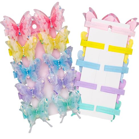 10Pcs Girl Hair Clipsdivided into 5 pairs for matching, come in pink, yellow, blue, purple, and green. Butterfly hair accessories in Kuwait