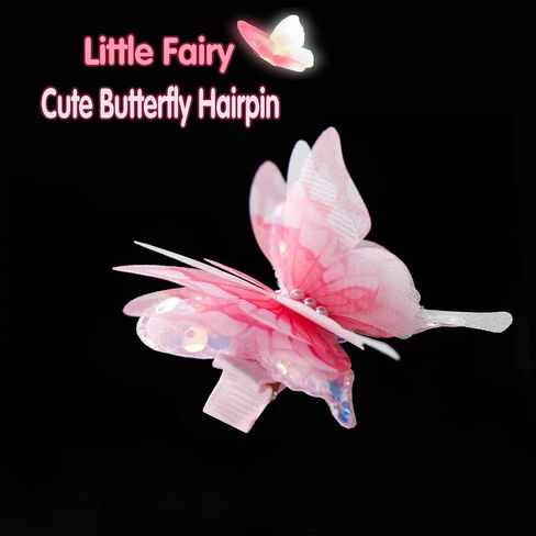 10Pcs Girl Hair Clipsdivided into 5 pairs for matching, come in pink, yellow, blue, purple, and green. Butterfly hair accessories in Kuwait