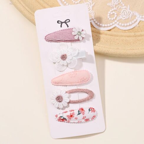 5Pcs Baby Girl Hair Clips 2.2inch Flower Non Slip Wrapped Snap Hairpins Flower Clips Hair Barrettes Accessories for Baby Girls Toddler Infant in Saudi Arabia