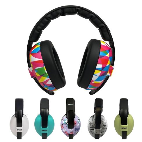 BANZ Bubzee Baby Headphones for Noise Protection - Baby Ear Muffs, Newborn Infant & Toddler, 0 to 36 Months, Adjustable (Prism) INCLUDES CASE in Kuwait