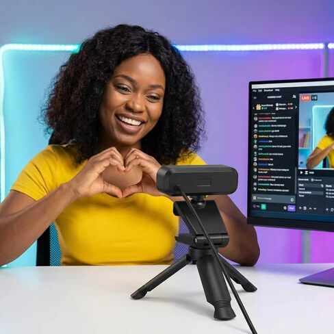 كاميرا ويب Gohero Full HD 1080P مع خاصية إلغاء الضوضاء، غطاء الخصوصية، التركيز التلقائي، عدسة واسعة الزاوية، تصحيح الضوء التلقائي، USB 2.0 لأجهزة الكمبيوتر المحمول، سطح المكتب، الكمبيوتر الشخصي، ماك in Saudi Arabia