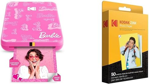 طابعة KODAK Barbie x Step Slim اللاسلكية المحمولة والصور المحمولة الفورية مقاس 2 × 3 بوصة ورق صور ممتاز (50 ورقة) in Kuwait
