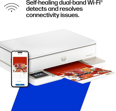 طابعة HP Envy 6155 اللاسلكية النافثة للحبر الملونة الكل في واحد، Portobello، الطباعة، المسح الضوئي، النسخ، الطباعة المزدوجة الأفضل للمنزل، تجربة 3 أشهر من الحبر الفوري، قادرة على الذكاء الاصطناعي (C2WR7A) in Kuwait
