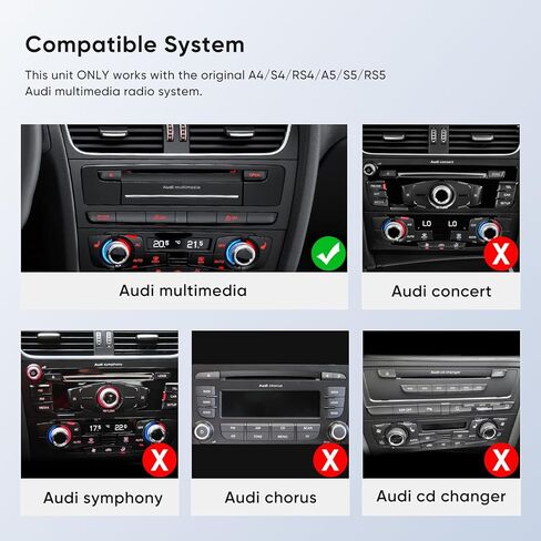 شاشة تعمل باللمس لسيارة Audi A4 A5 S4 S5 RS4 RS5 (2009-2016) مدمجة في Android Auto CarPlay Bluetooth ترقية راديو السيارة في المصنع تحتفظ بنظام مكبر الصوت الاستريو الأصلي (10.25 A4 Symphony) in Kuwait