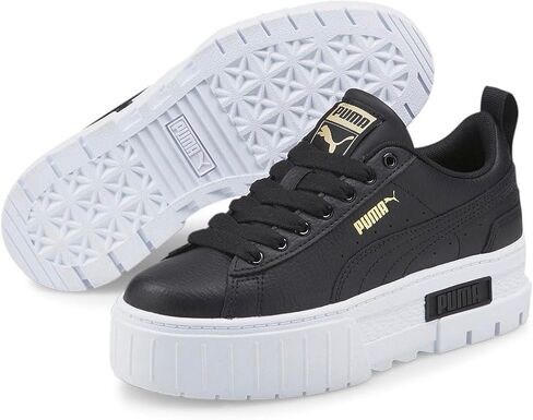 PUMA Girl's Mayze Leather (Big Kid) Puma White/Puma Team Gold 4 Big Kid M in Kuwait