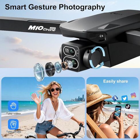 Drones with Camera for Adults,Foldable Drone for Beginners with 3 Batteries 36-Min Flight Time,1080P HD FPV Transmission Drone,Mini RC Quadcopter with Gesture Selfie,One Key Start,Altitude Hold,3D Flips,3 Speed Modes Easier to use,Black in Kuwait