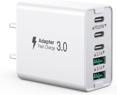 【2-Pack】 iPhone Fast USBC Charger, 80W USB C Wall Charger, Dual-30W Multiport Fast Charging Block, 5-Port Universal Plug Compatible with iPhone 17/16/15, Google Pixel 10Pro/10/9Pro/9a/8/7, iPad in Kuwait