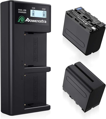 بطارية NP-F970 بديلة مكونة من عبوتين وشاحن USB مزدوج LCD ذكي، متوافق مع NP-F960 F950 F930 وCCD-SC55 TR516 TR716 TR818 TR910 TR917 in Kuwait
