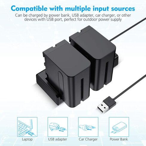 بطارية NP-F970 بديلة مكونة من عبوتين وشاحن USB مزدوج LCD ذكي، متوافق مع NP-F960 F950 F930 وCCD-SC55 TR516 TR716 TR818 TR910 TR917 in Kuwait
