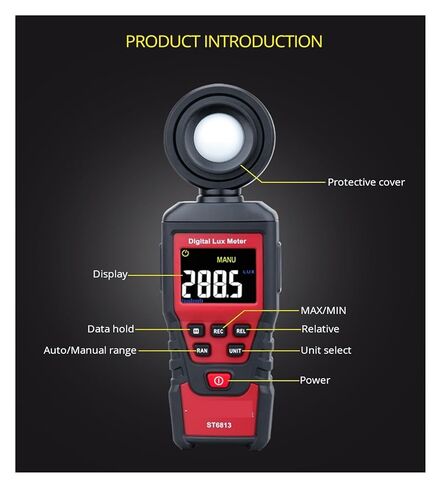 Digital Photometer Lux Meter Light Tester Photography Spectrometer Portable Brightness Detector 1-200,000 Luxmeter LCD Display in Kuwait