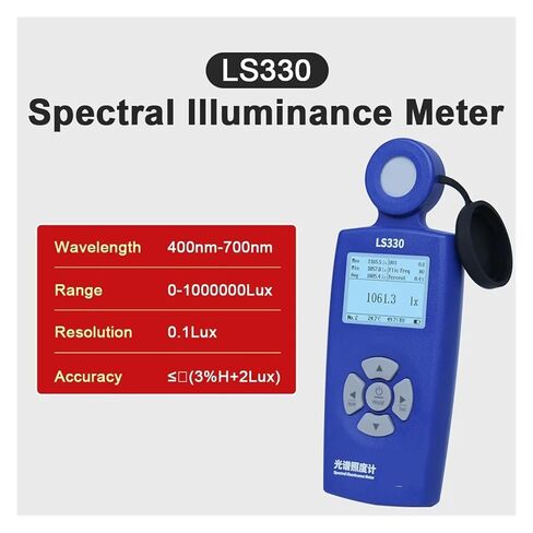 LS330 مقياس الإضاءة الطيفية مقياس الضوء الرقمي CCT UVI CRI Ra Lx FC تردد وميض in Kuwait