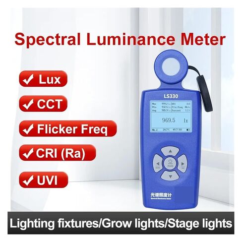 LS330 مقياس الإضاءة الطيفية مقياس الضوء الرقمي CCT UVI CRI Ra Lx FC تردد وميض in Kuwait