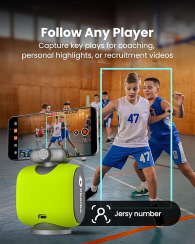 Chameleon Professional Sports Kit - AI-Powered Action Camera with Gimbal Tracking System, Team & Player Tracking, COMS 4K Video, 360° Rotation, 120° FOV, Live Streaming, All-in-One Bundle, Lemon Green in Kuwait