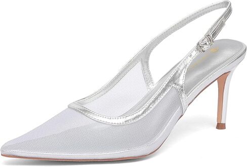 NEWBELLA Women's Mesh Slingback Kitten Heels Pointed Toe Pumps Comfortable Dress Shoes for Office Party in Kuwait